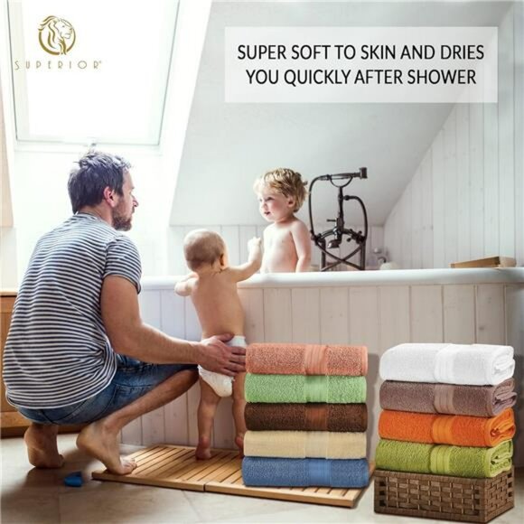 6 Piece Green Cotton Towel Set Soft Absorbent Bath Hand Face Towels 700 GSM - Picture 4 of 7